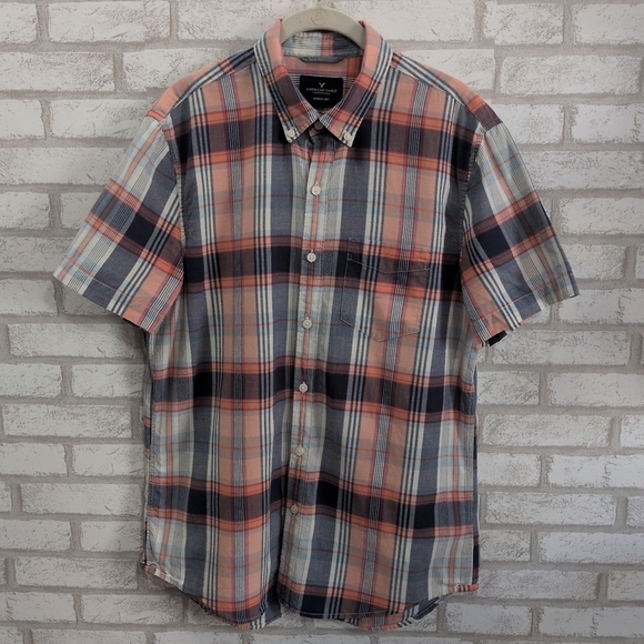 American Eagle Outfitters Other - Vintage American Eagle "Seriously Soft" Short Sleeve Plaid Button Down Size Med